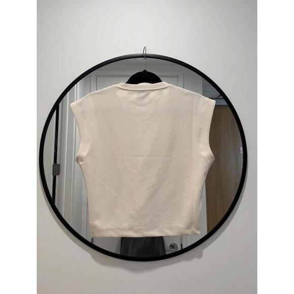 Tanya Taylor Rosalie Scuba Crepe Twist Top Cream White Size Medium - Picture 2 of 4